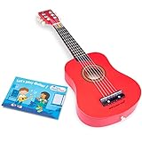 New Classic Toys - 10303 - Musikinstrument - Spielzeug Holzgitarre - De Luxe - Rot