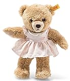 Steiff Schlaf Gut Bär - 25 cm - Teddybär mit Kleid - Kuscheltier für Babys - weich & waschbar - beige / rosa (239526), Mehrfarbig, Medium