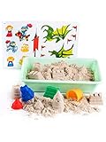 Genio Kids Kinetischer Sand Castle Set - 1 kg Magischer Sand, 4 Sandknete Burgenförmchen Zubehör - Zaubersand Knetsand Weihnachtsgeschenke für Kinder, Mädchen und Jungen