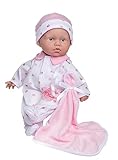 JC Toys – La Baby Puppe mit weichem Körper, 27,9 cm, waschbar, abnehmbar, Rosa, mit Hut und Decke, für Kinder ab 12 Monaten