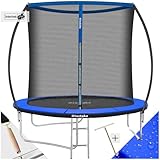 tectake® Trampolin, Gartentrampolin, Outdoor Spaß- und Sportgeräte Zuhause, Sportgerät Ausdauertraining, Balancieren Kinder, mit Sicherheitsnetz Schutznetz Kinder, Trampolin Randabdeckung - Ø 244 cm