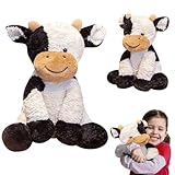 Mineup Kuscheltier Kuh, 25cm Kuh Plüschtier, Kuh-Plüschtier Plüschkissen, Plüschkuh Spielzeug, Niedliches Plüschkuh-Spielzeug,Schwarz Weiß Plüschtier,Weiches Plüschkissen Geburtstag für Jungen Mädchen