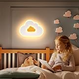 AOEH LED Deckenleuchte Schlafzimmer Kinderzimmerlampe Deckenlampe Deckenleuchte für Kinder Wolken deckenleuchte Holz Stufenloses Dimmen mit Fernbedienung Mit Nachtlichtfunktion,30cm