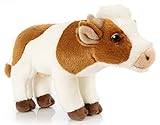 Uni-Toys - Kuh weiß-braun, stehend - 27 cm (Länge) - Plüsch-Rind - Plüschtier, Kuscheltier