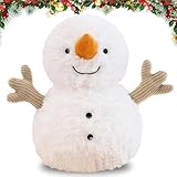 25cm Weihnachten Schneemann Weiches Fell Plüsch, Weihnachten Kuscheltier Schneemann, Plüschtier Christmas Plüschpuppe Dekoration Stofftier Plüsch Figuren Spielzeug für Kinder Mädchen Jungen (B)