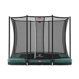 BERG Ultim Favorit Trampoline InGround 280 cm grün + Safety Net Comfort | Premium Trampolin, Hohe Qualität Kinder Trampolin, Robust und Sicher, Rechteckig