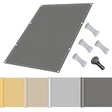 Sonnensegel mit Befestigungsseile, Sonnenschutz Wasserdicht, UV-Schutz Windschutz, Sonnensegel Polyester Rechteckig Reißfest mit ösen Seil für Garten Terrasse Balkon, Camping-1x1m-Dunkelgrau