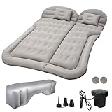 SWAWIS Auto Luftmatratze SUV Autobett Camping Kofferraum Mit Pumpe Dickere Rücksitz Kissen Für Auto Camping, Grau
