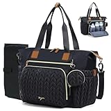 Tonyeee Wickeltasche mit Schnullertasche und Wickelunterlage, Wickelrucksack Multifunktions-Babytasche für Große Reisewindeltasche für Mama und Papa, isolierten Taschen-Schwarz