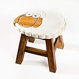 Kinderhocker, Schemel, Kinderstuhl massiv aus Holz mit Tiermotiv Schaf, 25 cm Sitzhöhe für unsere Kindersitzgruppe