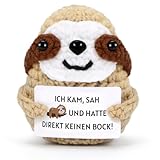 HUKUMA Positive Geschenke Faultier Kuscheltier,Gehäkeltes Emotional Support Geschenk,Inspirational Gifts,Stress Relief Gifts,Positive Crochet Animals,Pocket Hug Faultier Support Mental Health