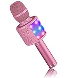BONAOK Mikrofon für Kinder Drahtlos, Magic Sound Karaoke-Mikrofon, 4 in 1 Bluetooth Karaoke Maschine, Karaoke Mikrofon Gesangsmaschine für Erwachsene, für Party/Outdoor/Reisen (Rosa)