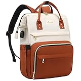 LOVEVOOK Laptop Rucksack Damen mit 15,6 Zoll Laptopfach, wasserdichter Rucksack für Damen Arbeitsrucksack Rucksäcke Damen Beige Braun