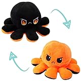 yumcute Oktopus Plüsch Wenden, Süßes Octopus Kuscheltier, Weiche Reversible Stimmungs Oktopus Kuscheltier für Kinder Mädchen Freunde(orange-Schwarz)