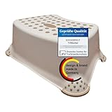 KiNDERWELT Premium Tritthocker für Kinder und Babys, Beige, Tritthocker Stufe für Kleinkinder ab 18 Monaten, abwischbar, rutschfest und BPA-frei
