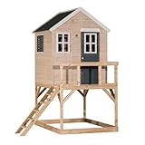 Wendi Toys M21 Stelzenhaus Holz Outdoor, Spielturm für Kinder Garten FSC Holz, Podesthöhe 90 cm, 160×190×242 cm, mit Leiter, Terrasse, Fensterläden, Boden, wetterfest
