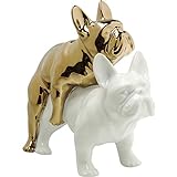Kare 64626 Design Deko Figur Love Dogs, goldener und weißer Hund aus Porzellan, witziges Dekoobjekt, Dekofigur Hunde, Figur, Accessoires, (H/B/T) 17x11x20cm