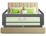 KESSER® Bettgitter 180 cm Bettschutzgitter Kinderbettgitter für Kinder Babybettgitter Klappbar, Tragbar, Kinderbett Kinderbettschutzgitter Rausfallschutz, Bett & Elternbett hoch: 42 cm, Dunkelgrau