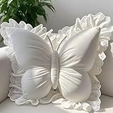Schmetterling Kuschelkissen, Schmetterling Kissen, Kuscheltier Kissen, Aesthetic Dekokissen, Plüsch Zierkissen, Kreative Sofakissen, Plüschkissen, Plüschtier für Sofa Schlafzimmer Wohnzimmer (Weiß)