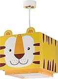 Dalber Lampe kinderzimmer, kinderlampe Pendelleuchte Hängelampe, Deckenleuchte Kinder, Deckenlampe kinderzimmer Little Tiger Tiere, Gelb, 64562, E27