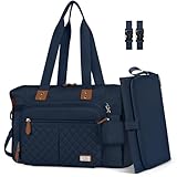 RAINSMORE Baby Wickeltasche Groß mit Schnullertasche und Wickelunterlage Multifunktions Babytasche Reisewindeltasche für Mama und Papa Blau