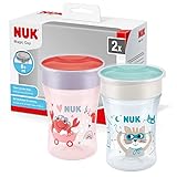 NUK Magic Cup Trinklernbecher | 8+ Monate | 230 ml | auslaufsicherer 360°-Trinkrand | BPA-frei | rot | 2 Stück