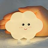 HOTUT Nachtlicht Kinder Wolken Nachtlampe, 3 Lichtmodi Niedliche Silikon Wolken Lampe, Touch-Steuerung Dimmbar Nachttischlampe, Magnetischer Wandbehang, USB Aufladbar, Nachtlicht für Kinderzimmer Deko