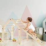 Montessori Kid® Klettergerüst Indoor mit Rutsche „Noah“| Transformierbares Pikler Dreieck Klappbar Kinder mit mehr als 10 Anwendungsmöglichkeiten | Kletterdreieck mit Rutsche für Kinder