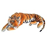 TE-Trend XXL Plüschtier Tiger Kuscheltier Stofftiger lebensechte Raubkatze liegend Dschungel Steppe 90 cm Mehrfarbig getigert