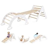 COSTWAY Kletterdreieck mit Rutsche, Kletterbogen, inkl. doppelseitige Rampe, zum Klettern, Rutschen und Wippen, 4 in 1 Klettergerüst Indoor ab 1 Jahr (Weiß)