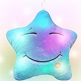 Ainiv LED Sternen Kissen, LED Sternförmiges Kissen, Leuchtende Kinder Kissen, Stern Kissen Leuchtend LED Nachtlicht Plüschkissen, Deko Kissen LED Geschenk für Weihnachten Geburtstag Bett Sofa (Blau)