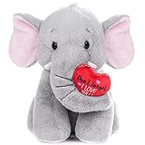 My OLi 20 cm Plüsch-Elefant, Kuscheltier weicher Elefant mit rotem Herz, Plüschspielzeug für Babys, Kinder, Jungen, Mädchen, Liebhaber, tolles Bett, Kinderzimmer, Raumdekoration, Hochzeit