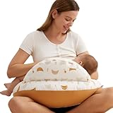 momcozy Stillkissen mit Sicherheitsumrandung – Ergonomisches Still- und Lagerungskissen mit verstellbarem Gurt & abnehmbarem Baumwollbezug,Meteoritenschauer