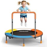Trampolin Kinder, Ø 91cm Minitrampolin mit Verstellbarer Griff, Kindertrampolin Max 68 kg, Fitness Trampolin Indoor Outdoor, Gartentrampolin für Kleinkindern, Jungen, Mädchen ab 3 4 5 6 Jahren