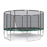 Ampel 24 Outdoor Trampolin 366 cm grün komplett mit außenliegendem Netz, Stabilitätsring, 8 gepolsterten Stangen, Belastbarkeit 160 kg