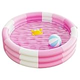Toyhood Streifen Kinder Aufblasbare Planschbecken, 3 Ring Baby-Schwimmbad, mit Aufblasbaren Sicherheit Blase Boden, für Indoor Outdoor Mädchen Jungen Garten Hinterhof (Rosa)