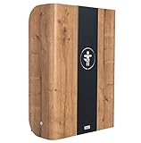 Timkid GmbH Hochklappbarer Wandwickeltisch aus Eiche-Holz mit Mittelteil aus Metall in Farbvarianten, Ausführung:Eiche/Schwarz