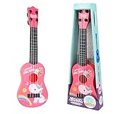 42 cm Kindergitarre, Musikspielzeug Ukulele Instrument, Klassische Mini-Gitarre Mit 4 Verstellbaren Saiten und Plektren