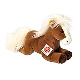 Teddy Hermann 90259 Pferd liegend Hellbraun 30 cm, Kuscheltier, Plüschtier mit recycelter Füllung