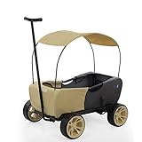 hauck Transportwagen Eco Mobil, für zwei Kinder, ab 2 Jahren, bis 50 kg belastbar, stabil, kippsicher, faltbar, Feststellbremse, gefederte, abnehmbare Deichsel, Sonnendach, Sitzpolster, Safari