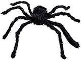 Boland 74394 - Haarige Spinne, Größe max. 70 cm, Schwarz, biegsam, Plüsch, Dekoration, Spielzeug, Halloween, Karneval, Mottoparty