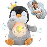 seOSTO Beruhigende Pinguine, Atmende Pinguine, Schlafotter Plüsch mit Atembewegung und Musik Musikalische, Beruhigungspuppe für Baby Spielzeug, Neue Baby Geschenke