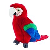 Teddys Rothenburg Kuscheltier Papagei sitzend rot 26 cm Plüschpapagei Plüschvogel Uni-Toys