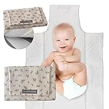 Mimuselina Wickelunterlage Unterwegs für Babys – Leichte und Wasserfeste – Außen 100% Baumwolle, Innen Waschbar und BPA-frei – Faltbar mit Klettverschluss – Handgefertigt in Spanien