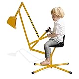 FANTASK Kinder Bagger, Aufsitzbagger mit 360° drehbarem Sitz, Sitzbagger 360° drehbar mit Schaufel & 2-Hand Steuerung, Sandbagger Sandkasten für Kinder ab 3 Jahren (Gelb)