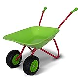 TMZ Doppelrad Schubkarre Kinder Metall Kinderschubkarre mit Komfortable Griffe für Garten-Rot/Grün
