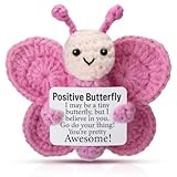 BDBFPAN Emotional Support Kuscheltier, Positive Pinke Häkel-Schmetterling Geschenk für Paare, Niedliches Dekorationselement für Auto Und Schreibtisch