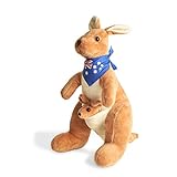BOHS Gefüllte Känguru mit Australien Schal und Joey - umarmbare Stofftiere Spielzeug-11,8 Zoll