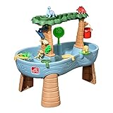 Step2 Dino Showers Wasserspieltisch | Großer Wassertisch mit 13-teiligem Zubehörset | Garten Wasser Spieltisch für Kinder in Blau & Braun