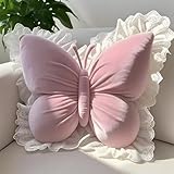 55×50cm Schmetterling Deko Kissen Modern Zimmer Deko Aesthetic Dekokissen Plüsch Sofakissen Plüschtier Schmetterling Kuschelkissen Kuscheltier Kissen Zierkissen für Schlafzimmer Wohnzimmer (D)